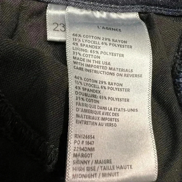 L’AGENCE Margot High Rise Skinny Jeans Midnight Navy Size 23 - Picture 10 of 10